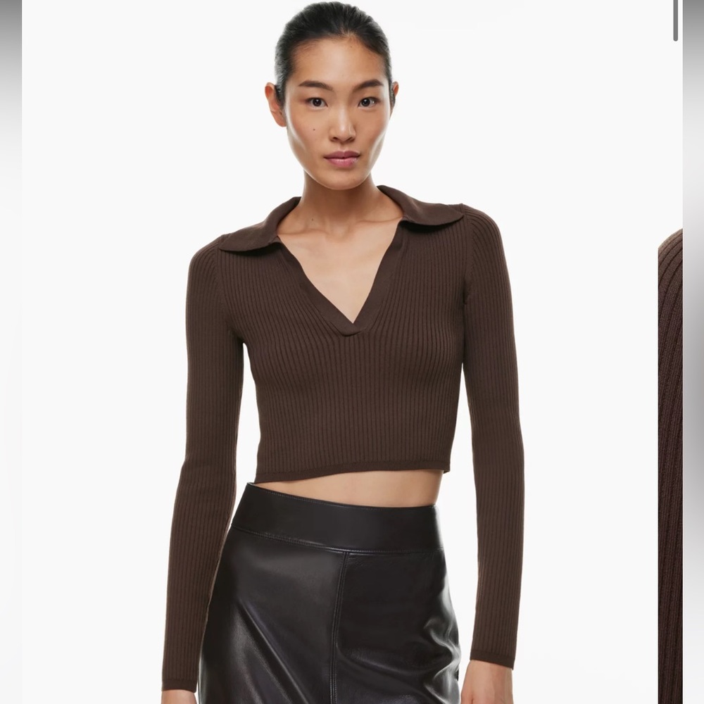BABATON sculpt knit polo long sleeve